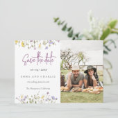 Save The Date Boho Fleur sauvage QR Code Elégant Mariage photo (Debout devant)