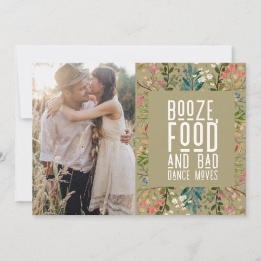 Save The Date Boho Fleur sauvage QR Code Mariage photo (Devant)