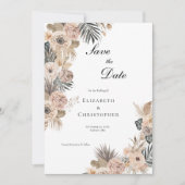 Save The Date Boho Fleurs Botaniques Floral Mariage Beige Rose (Devant)