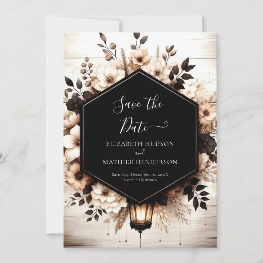 Save The Date Boho fleurs mariage rustique (Devant)