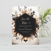 Save The Date Boho fleurs mariage rustique (Debout devant)