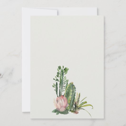 SAVE THE DATE BOHO FLEURS ROSES CACTUS DE DÉSERT FEUILLAGE AQUAR (Dos)
