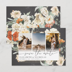 Save The Date Boho Fleurs Sombres   3 Photos Mariage