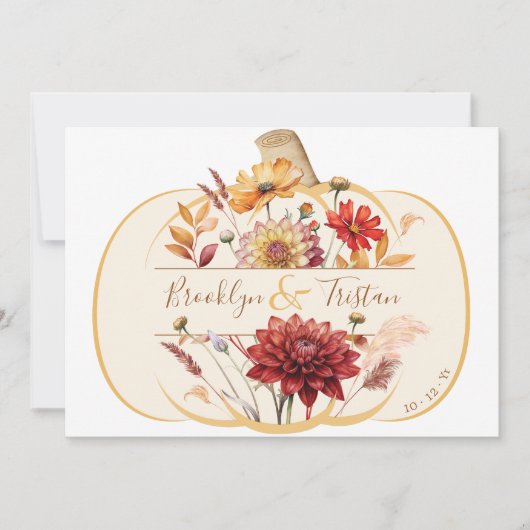 Save The Date Boho Floral Citrouille Mariage de automne Enregist (Devant)