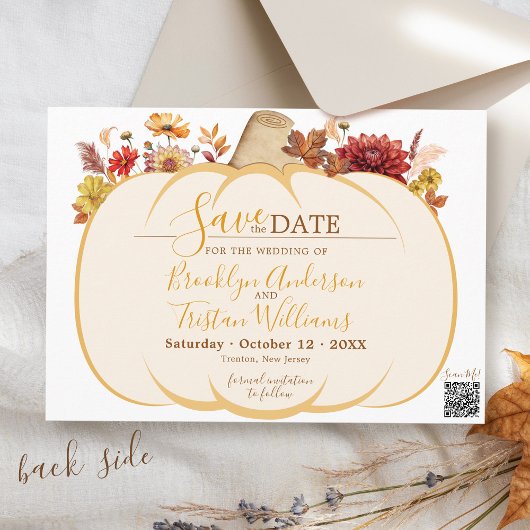 Save The Date Boho Floral Citrouille Mariage de automne Enregist