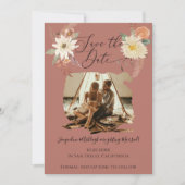 Save The Date BOHO Floral Fall Folid Aquarelle Terre photo (Devant)