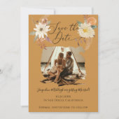 Save The Date BOHO Floral Fall Folid Mustard Gold Earthy Photo (Devant)