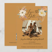 Save The Date BOHO Floral Fall Folid Mustard Gold Earthy Photo (Devant / Derrière)