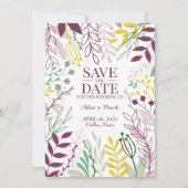 Save The Date Boho Floral Jardin été Automne Cassis MellowJaune (Devant)