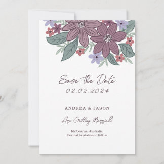 Save The Date Boho floral, ligne dessinée à la main pour annonce