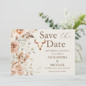 Save The Date Boho Floral Mariage Occidental Enregistrer La Date (Debout devant)