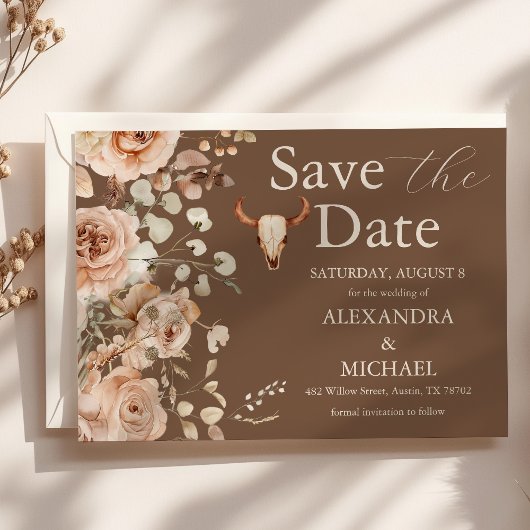 Save The Date Boho Floral Mariage Occidental Enregistrer La Date