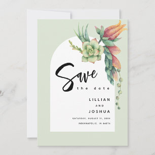 Save The Date Boho Floral moderne Botanique Succulent Vert