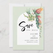 Save The Date Boho Floral moderne Botanique Succulent Vert (Devant)