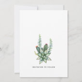Save The Date Boho Floral moderne Botanique Succulent Vert (Dos)