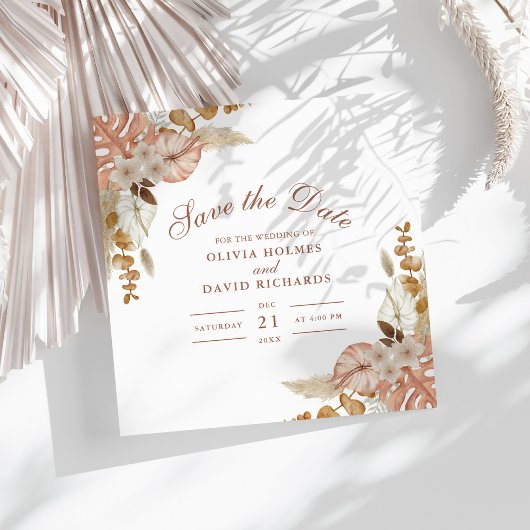 Save The Date Boho Floral Pampas Mariage en herbe Enregistrer la