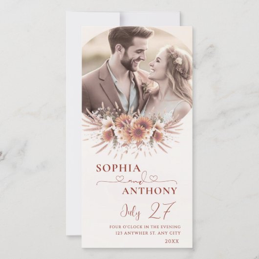 Save The Date Boho Floral QR Code photo (Devant)