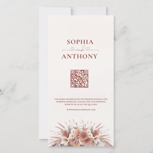 Save The Date Boho Floral QR Code photo (Dos)