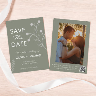 Save The Date Boho Floral Sage Vert Botanique Enregistrer La Dat