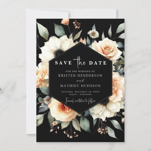 Save The Date Boho Flowers Peach Mariage (Devant)