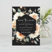 Save The Date Boho Flowers Peach Mariage (Debout devant)