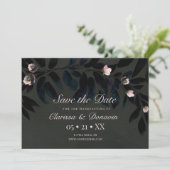 Save The Date Boho foncé Floral Feuilles à la main Enregistrer l (Debout devant)