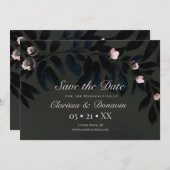 Save The Date Boho foncé Floral Feuilles à la main Enregistrer l (Devant / Derrière)