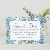 Save The Date Boho Gorgeous Sapphire Bleu Floral Enregistrer La  (Debout devant)