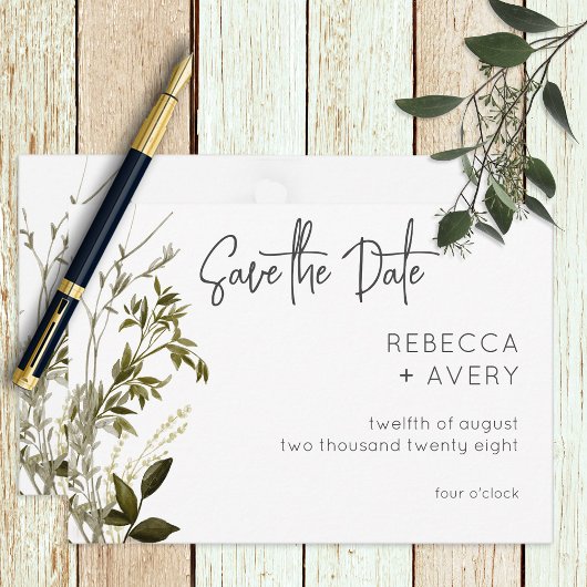 Save The Date Boho Green Mariage Floral moderne