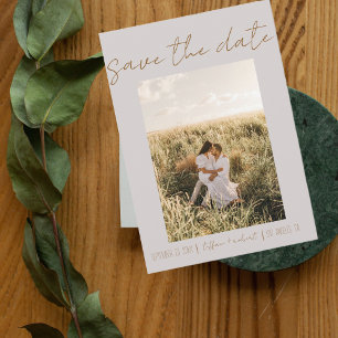 Save The Date Boho Grey moderne Une photo Enregistrer la date