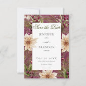 Save The Date Boho Hiver Végétation Boughs Bourgogne (Devant)