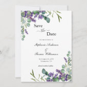 Save The Date Boho Lavender Eucalyptus Elégant code QR moderne (Devant)