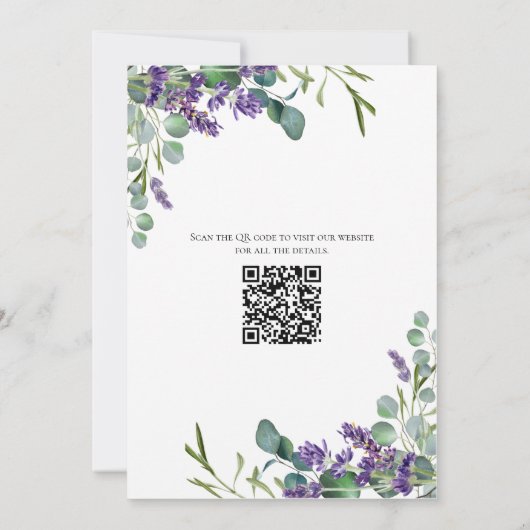 Save The Date Boho Lavender Eucalyptus Elégant code QR moderne (Dos)