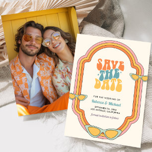 Save The Date Boho les années 70 Retro Coloré Super Cadre Mariag