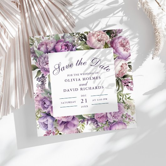 Save The Date Boho Lilac Fleurs Mariage Éviter la Date