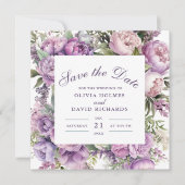 Save The Date Boho Lilac Fleurs Mariage Éviter la Date (Devant)