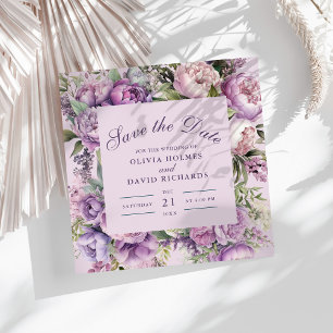 Save The Date Boho Lilac Mariage floral Enregistrer la date