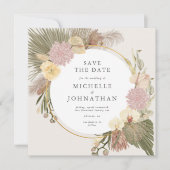 Save The Date Boho Mariage Pampas Grass Palm Orchid (Devant)