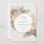 Save The Date Boho Mariage Pampas Grass Palm Orchid Floral (Devant)