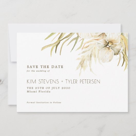 Save The Date Boho mariage pampas herbe mariage moderne (Devant)