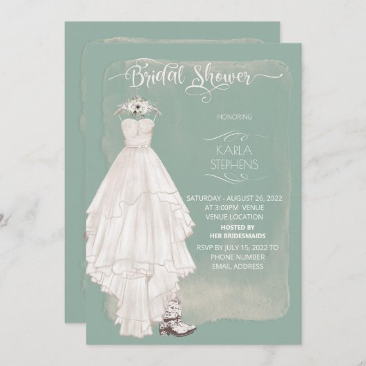 Save The Date Boho Mariage robe Décontractée Aquarelle Design Do (Devant / Derrière)
