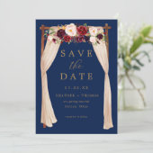 Save The Date Boho Marine Marsala Fleurs Arch or Floral (Debout devant)