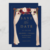 Save The Date Boho Marine Marsala Fleurs Arch or Floral (Devant / Derrière)