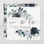 Save The Date Boho Marine Peony Wedding Enregistrer la date | Ph (Devant / Derrière)