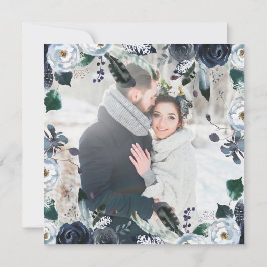 Save The Date Boho Marine Peony Wedding Enregistrer la date | Ph (Dos)