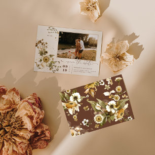 Save The Date Boho Minimal Automne Fleur Sauvage Photo Enregistr