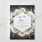 Save The Date Boho Minimal Rose blanche Mariage (Devant)
