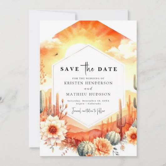 Save The Date Boho Minimalist Cactus Mariage (Devant)