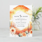 Save The Date Boho Minimalist Cactus Mariage (Debout devant)
