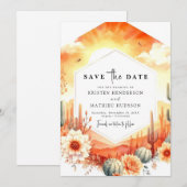 Save The Date Boho Minimalist Cactus Mariage (Devant / Derrière)